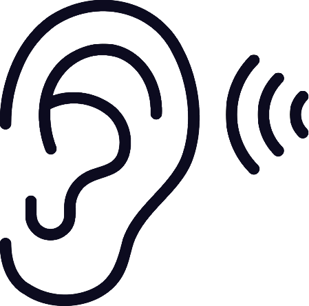Icono de oreja con ondas sonoras
